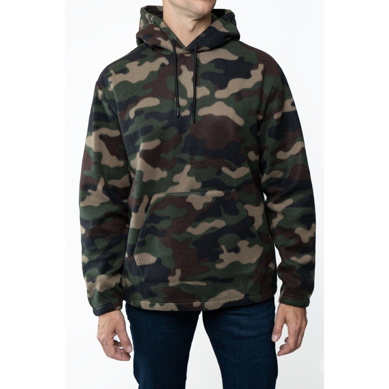 Lazer Men's Polar Fleece Pullover Hooded Sweatshirt Medium Green Camo