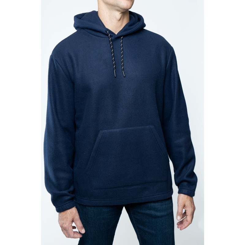 Lazer Mens Polar Fleece Pullover Hoodie Sweatshirt Navy Blue Small