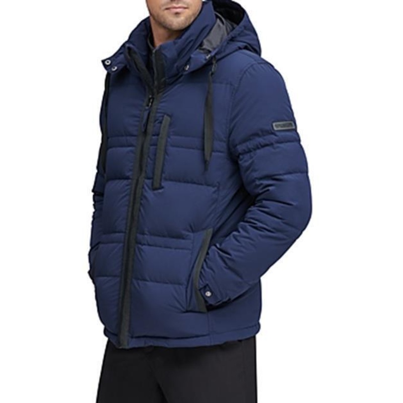 Marc New York Men's Huxley Crinkle Down Jacket XL Removable Hood Ink Blue