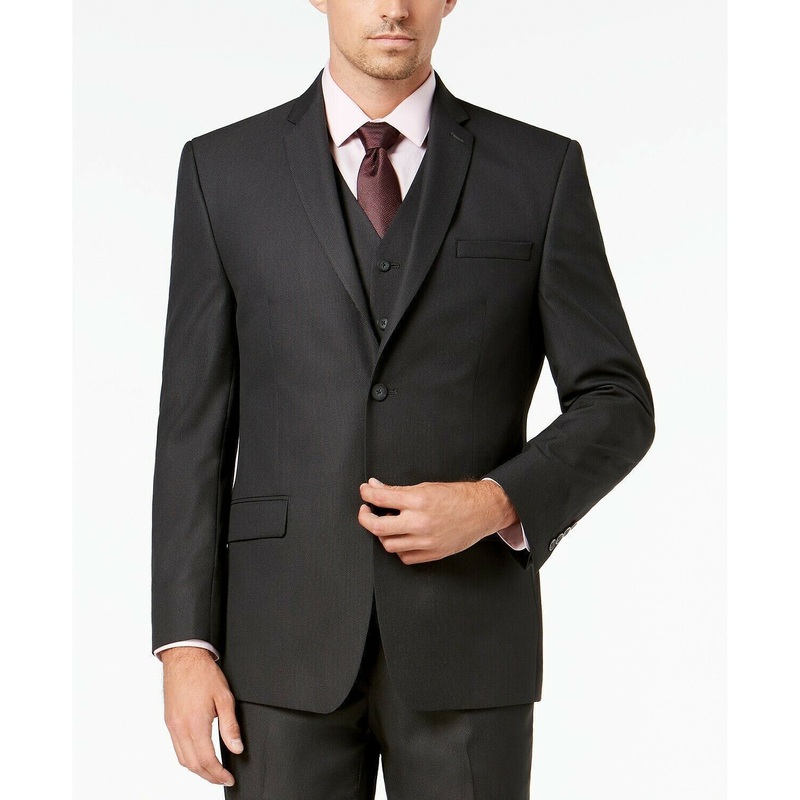 Marc New York Modern-Fit Stretch Charcoal Neat Suit 42R Jacket Only