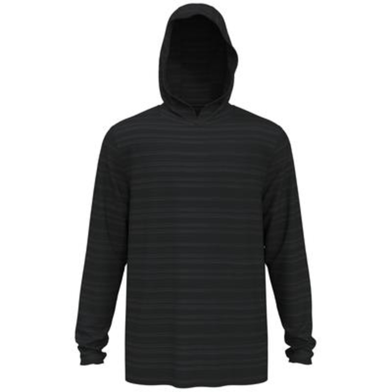 Pga Tour Men's Textured Stripe Performance Golf Hoodie Sweatshirt Black Large