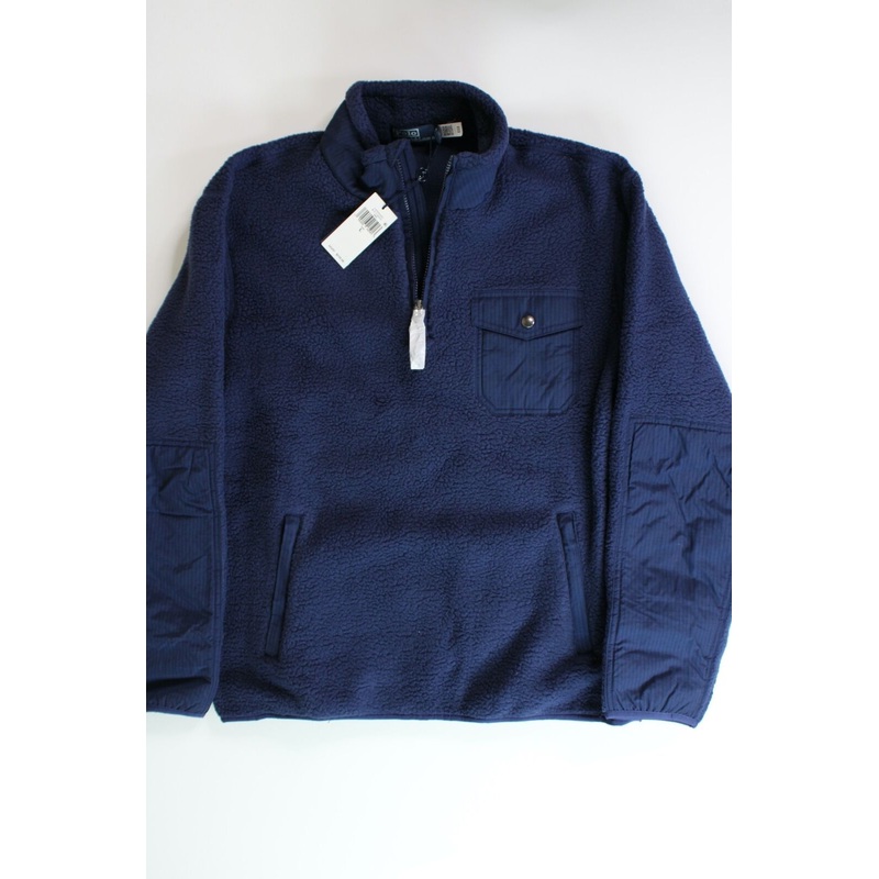 Polo Ralph Lauren Mens Hybrid Fleece Pullover Jacket Large Navy Blue