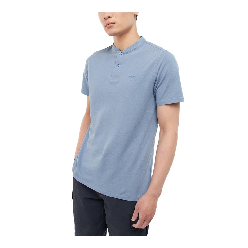 Barbour Men's Browney Short-Sleeve Henley T Shirt Small Washed Blue