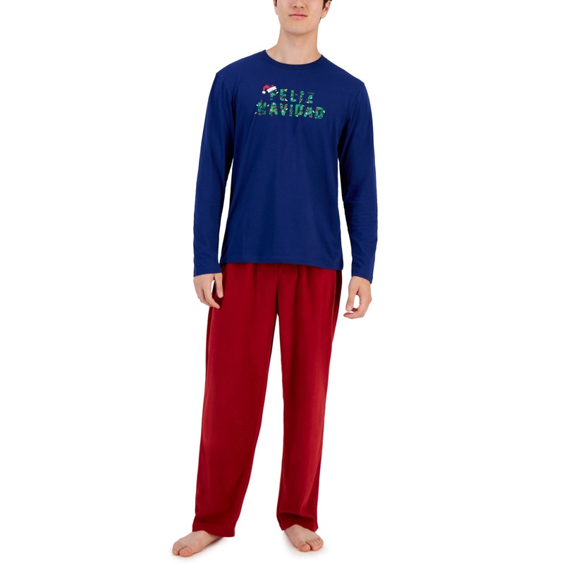 Club Room Men's 2 Pc Long Sleeve T Shirt & Pant Pajama Set Rich Evergreen Large