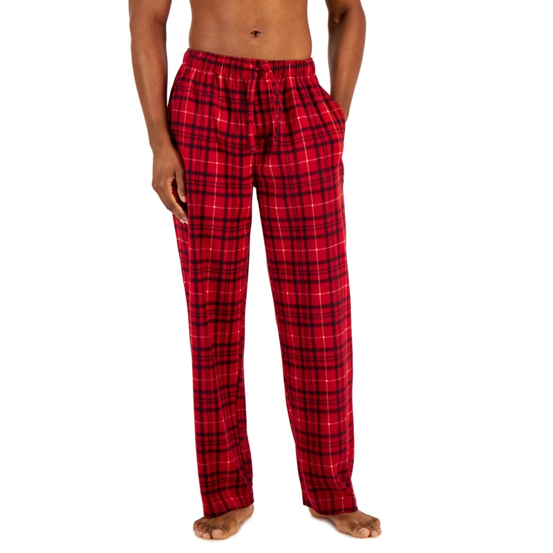Club Room Men's Cozy Fleece Pajama Pants Red Navy Blue Medium