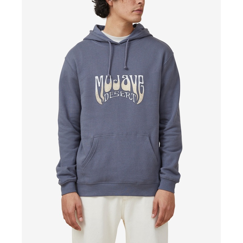 Cotton Mens Fleece Sweatshirt Hoodie Large Mojave Desert Blue