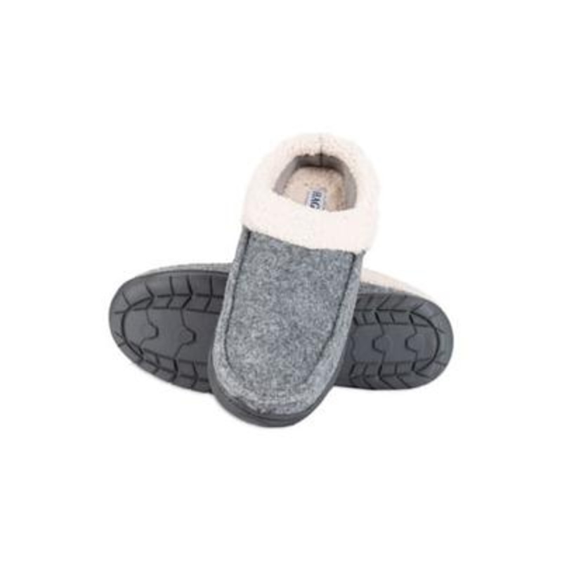 Haggar Mens Faux Fur Slip on Loafer Slippers Grey 13 to 14
