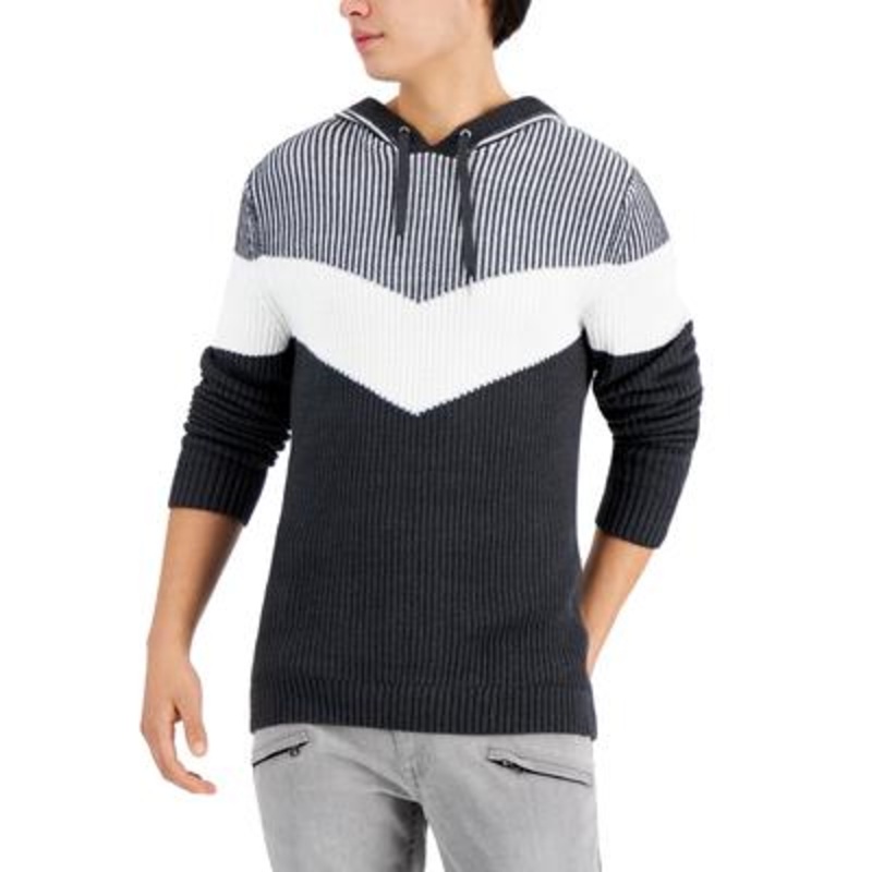 INC International Concepts Men's Colorblocked Hoodie Sweater Dark Gray XS