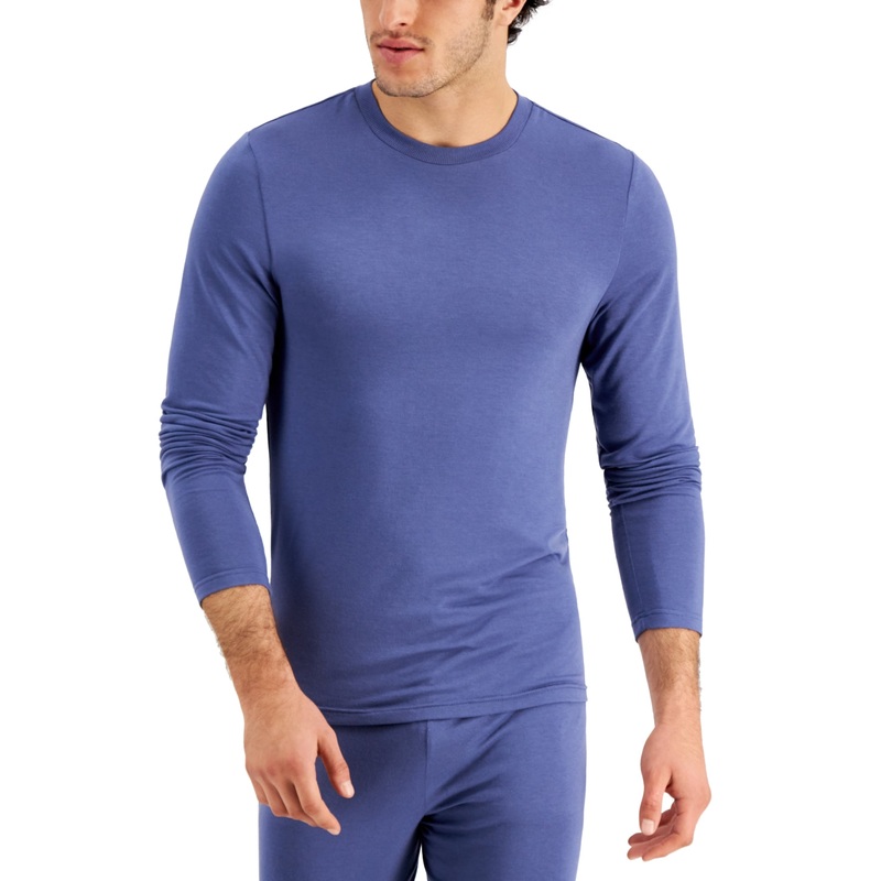 International Concepts Men's Long Sleeve Crewneck Pajama T Shirt Blue Large
