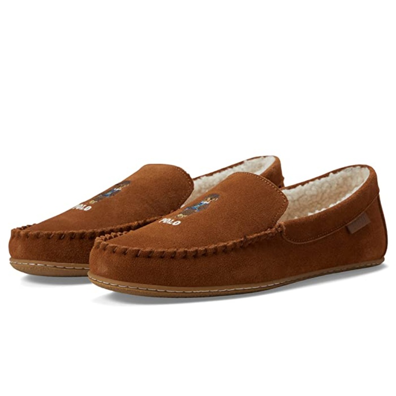 Polo Ralph Lauren Men's Moccasin Slippers Brown 10