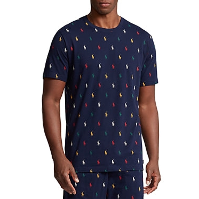 Polo Ralph Lauren Mens Cotton Jersey Logo Graphic Pajama  T Shirt Blue Small