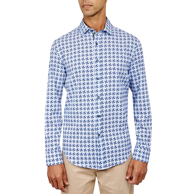 Society of Threads Men's Regular Fit Non Iron Button Down Shirt White Small