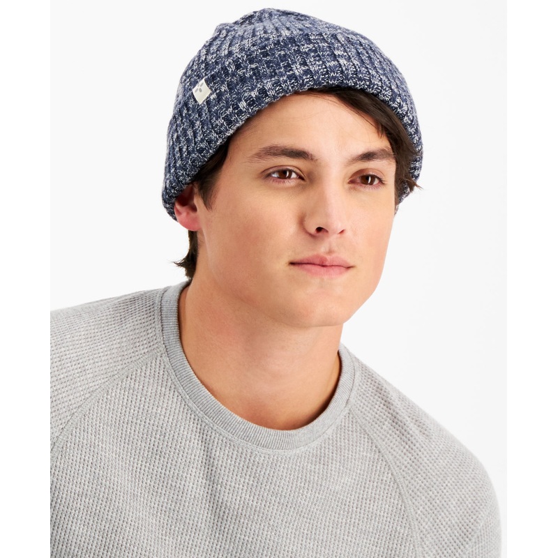 Sun + Stone Men's Solid Beanie Hat Blue Heather