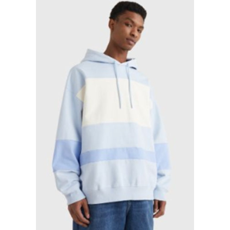 Tommy Hilfiger Tommy Men's Colorblock Stripe Hoodie Mulit Blue Large