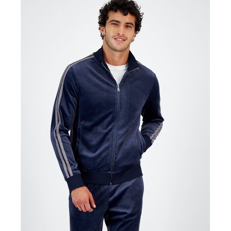 I.N.C. International Concepts Mens Regular-Fit Taped Full-Zip Jacket Navy Large