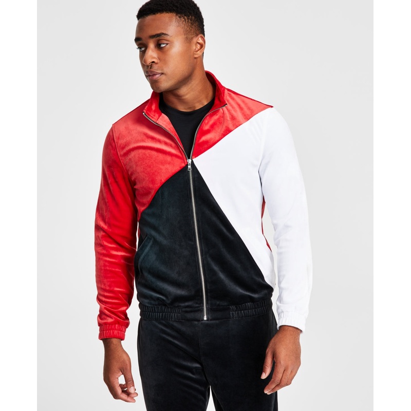I.N.C. International Concepts Mens Regular-Fit Velour Jacket Red Medium