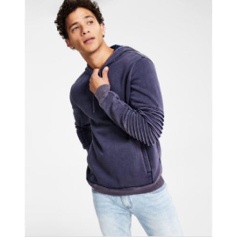 INC International Concepts Mens Regular Fit Moto Hoodie Sweatshirt Blue Small