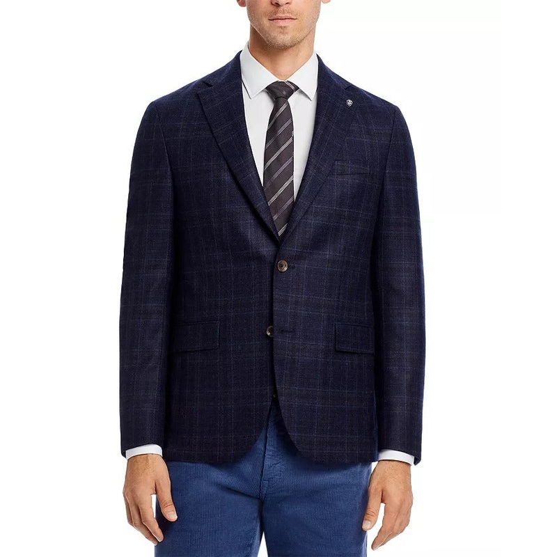 Jack Victor Midland Plaid Regular Fit Sport Coat 48R Navy Blue