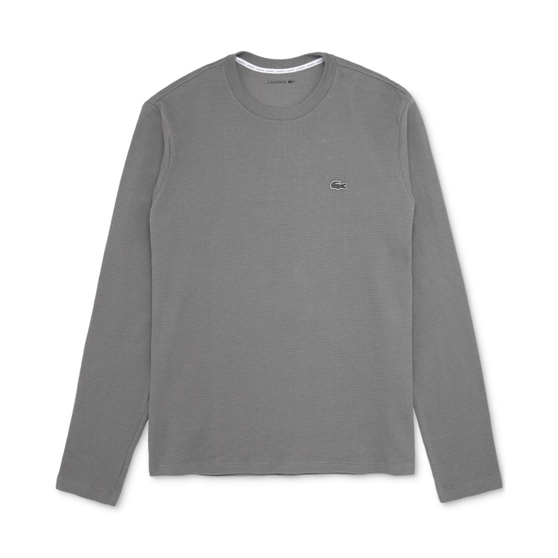 Lacoste Men's Long Sleeve Thermal Pajama Shirt Grey Small