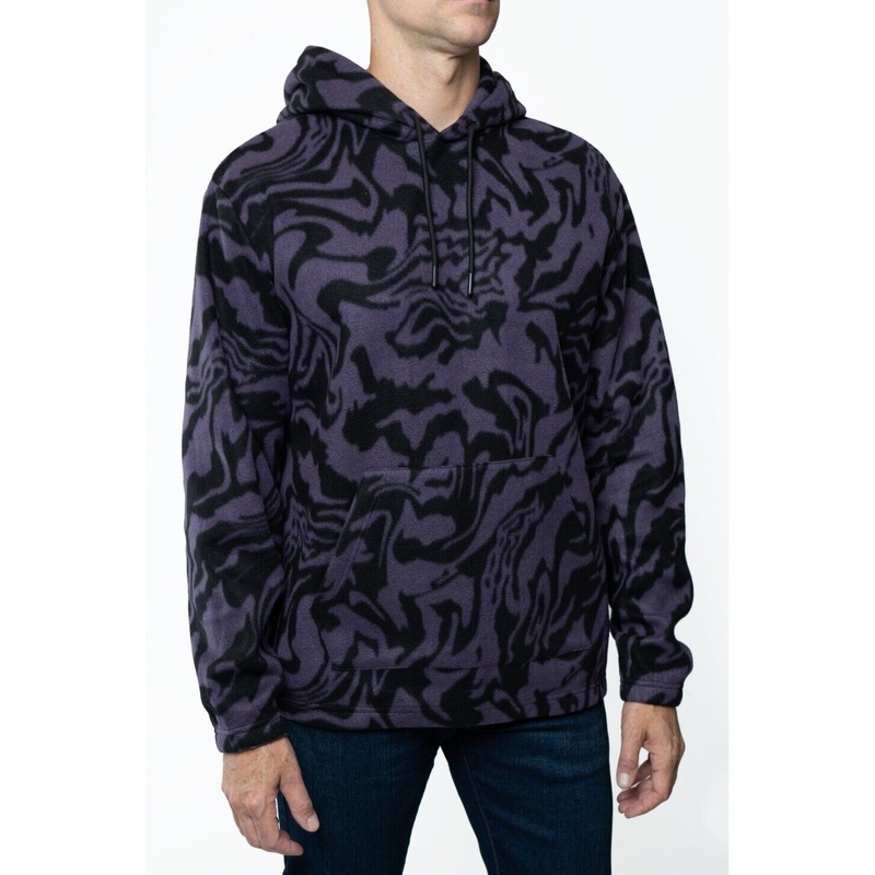 Lazer Men's Polar Fleece Pullover Hoodie Sweatshirt Purple Swirl Large