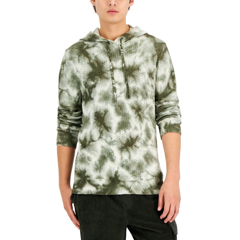 Sun + Stone Men's Tie Dye Hoodie Sweatshirt Winter Moss Green Large