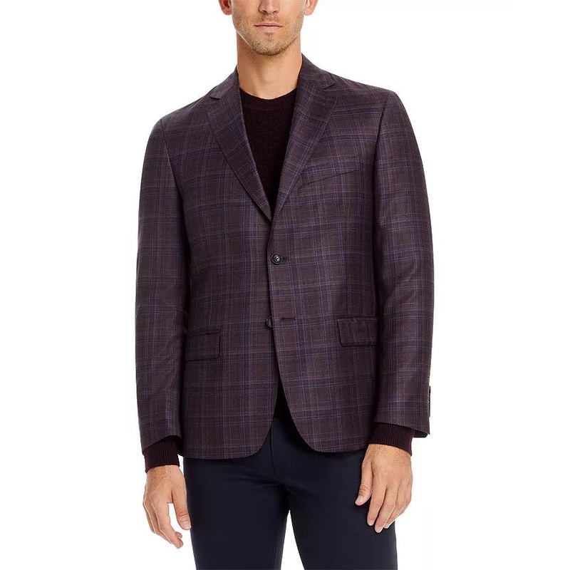 The Men's Store  Regular Fit Tonal Plaid Sport Coat 40R Purple