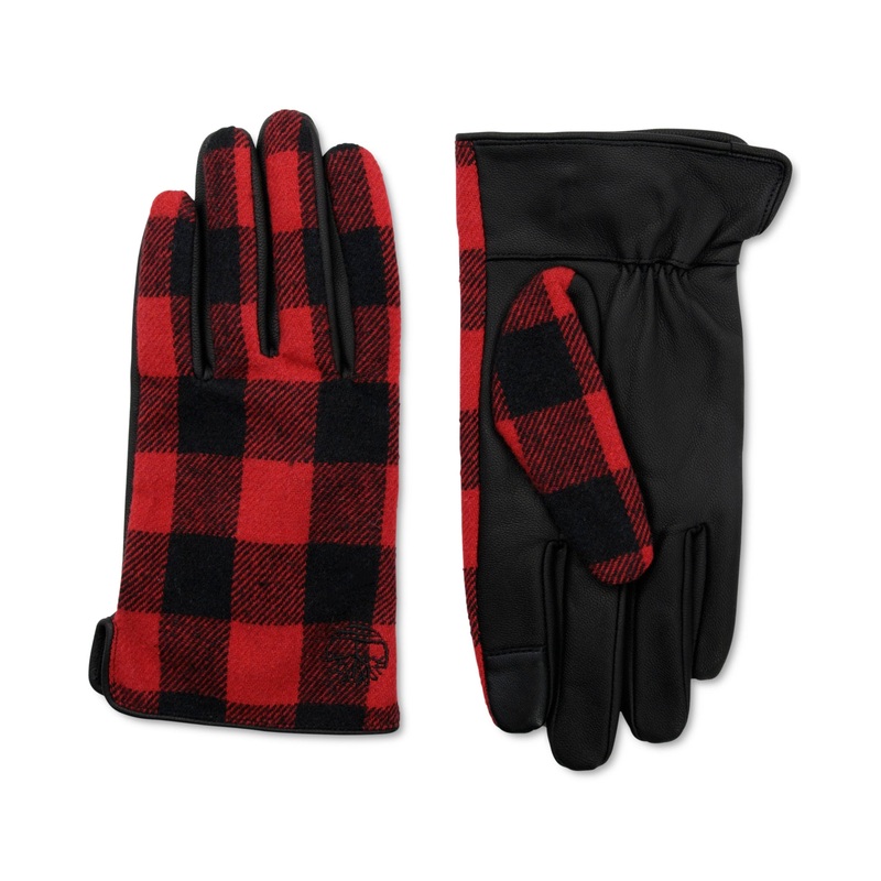 Timberland Mens Buffalo Plaid Tech Tip Gloves Black Large