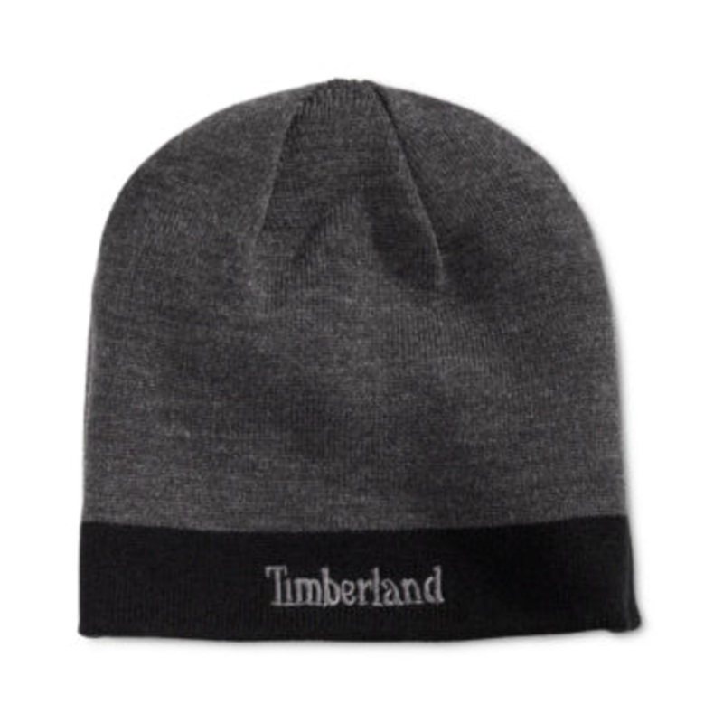 Timberland Mens Logo Beanie Hat Black Reversible