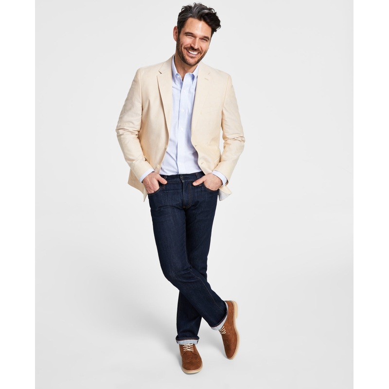 Tommy Hilfiger Men's Modern Fit Cotton Sport Coat Beige Tan 36R
