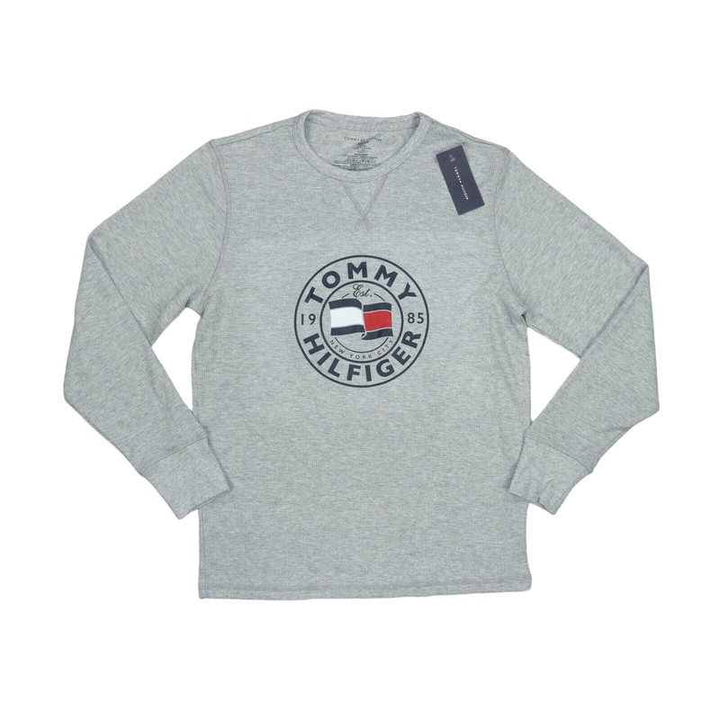 Tommy Hilfiger Mens Waffle Knit Thermal Sleepwear Long Sleeve T Shirt Grey XL