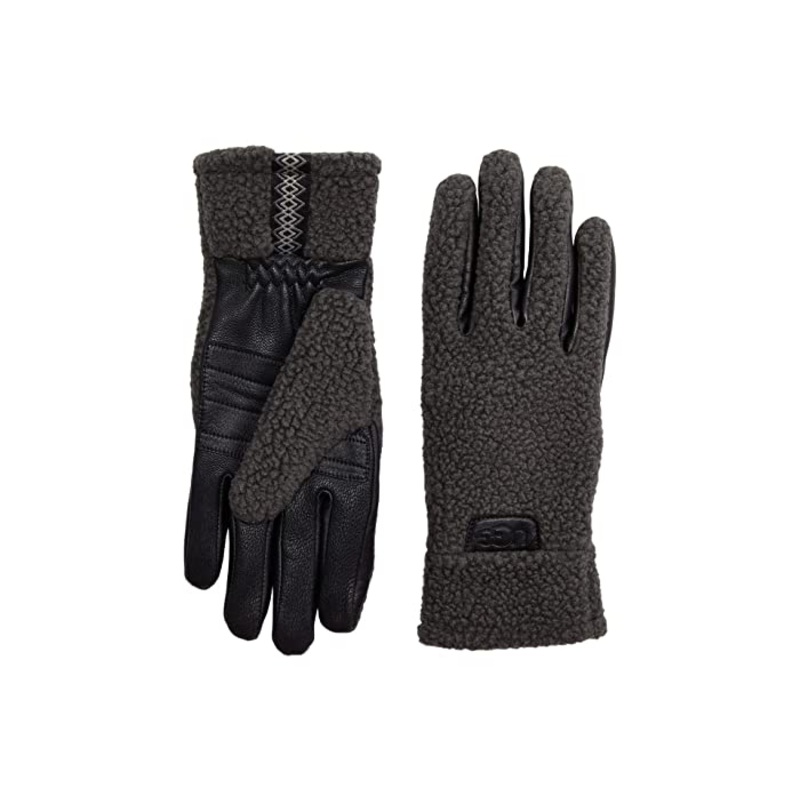 UGG Mens Mixed Media Fleece Gloves Black XL