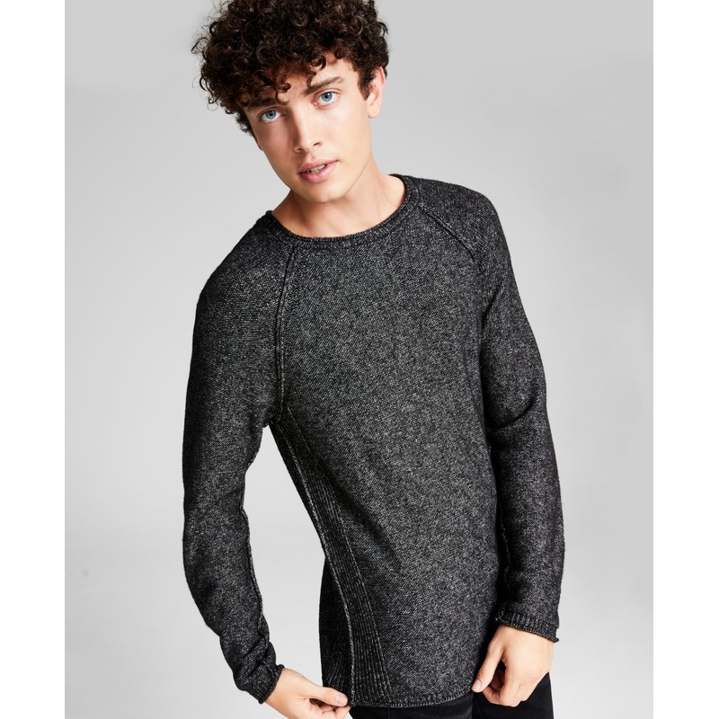 And Now This Mens Raglan Crewneck Sweater Black Large