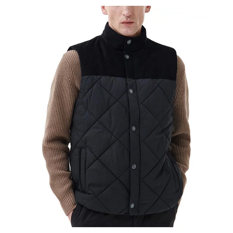 Barbour Mens Elmwood Colorblocked Embroidered Vest Black XL