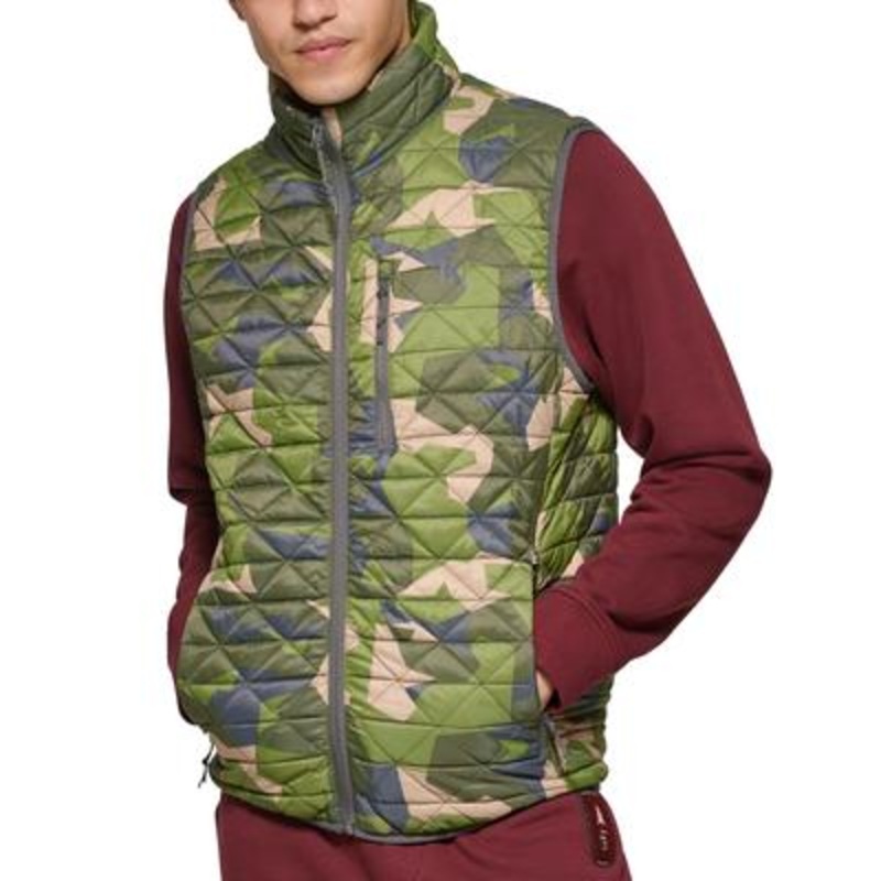 BASS OUTDOOR Men's Delta Quilted Camo Puffer Vest XL Green