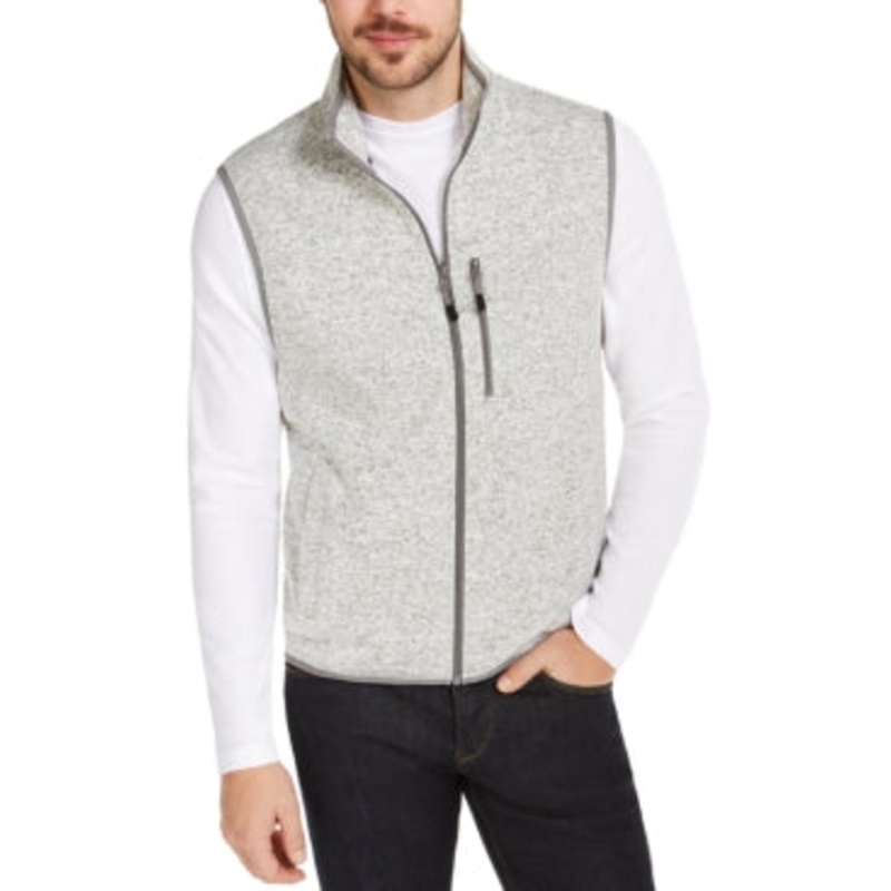 Club Room Men's Full-Zip Fleece Vest Jacket 2XL XL Grey