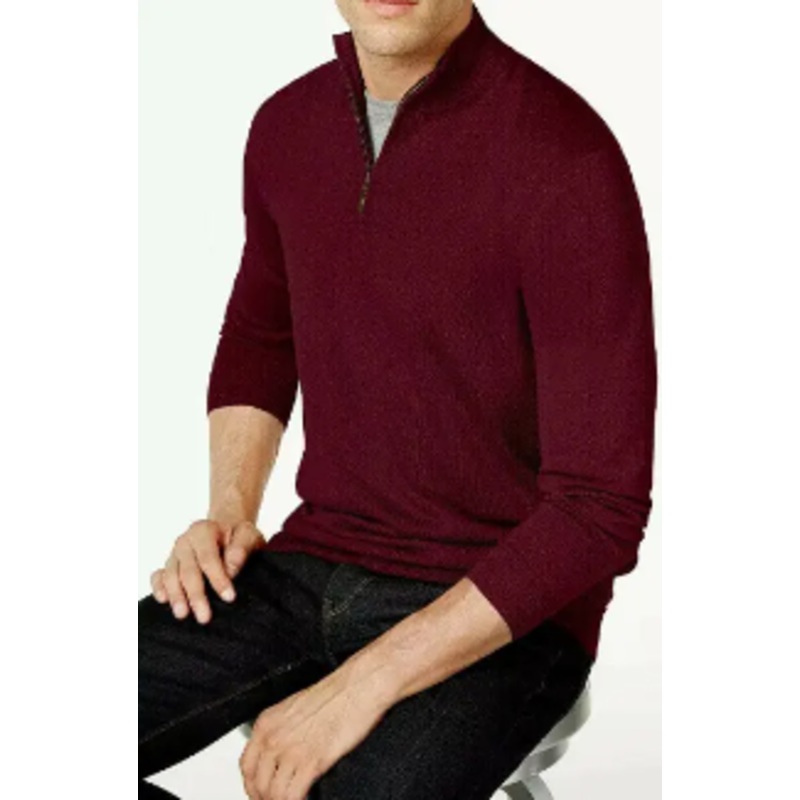 Club Room Men's Regular-Fit 1/4 Zip Red Plum Sweater 2XL