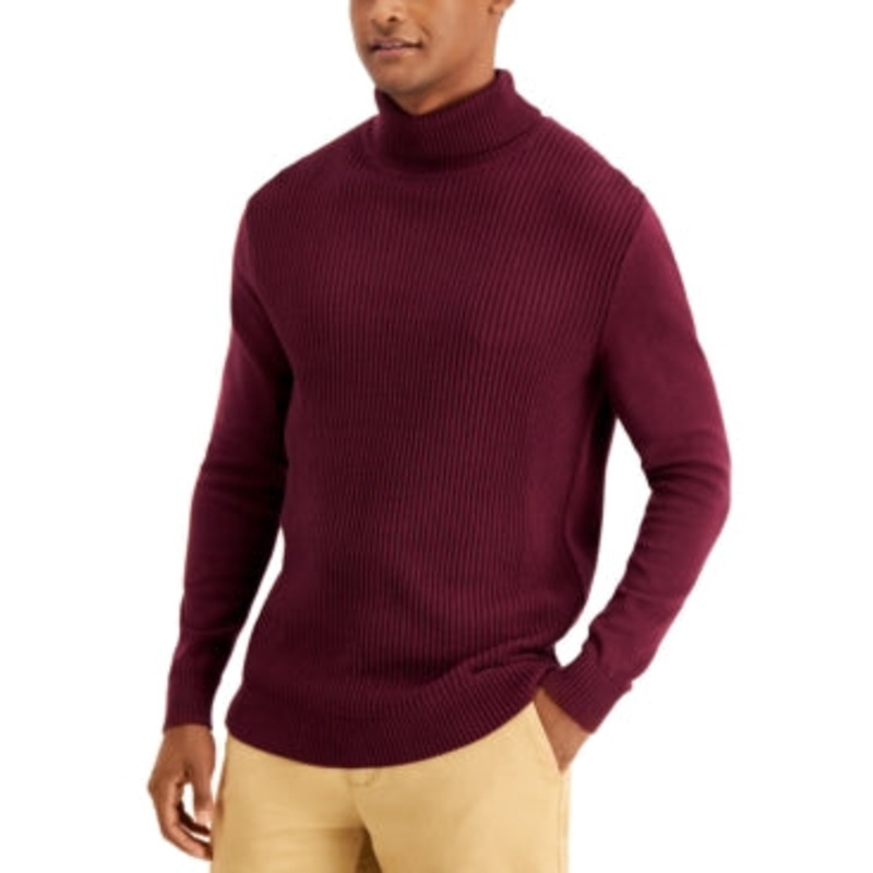 Club Room Menss Regular fit Turtleneck Sweater XL Red Solid