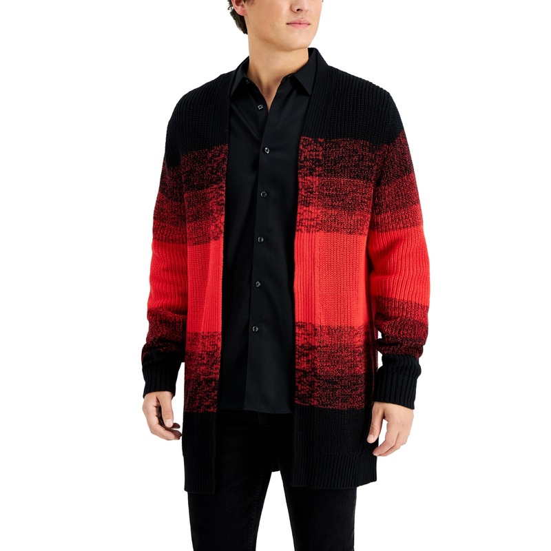 I.N.C. International Concepts Men's Bryce Cardigan Sweater Medium Black Red