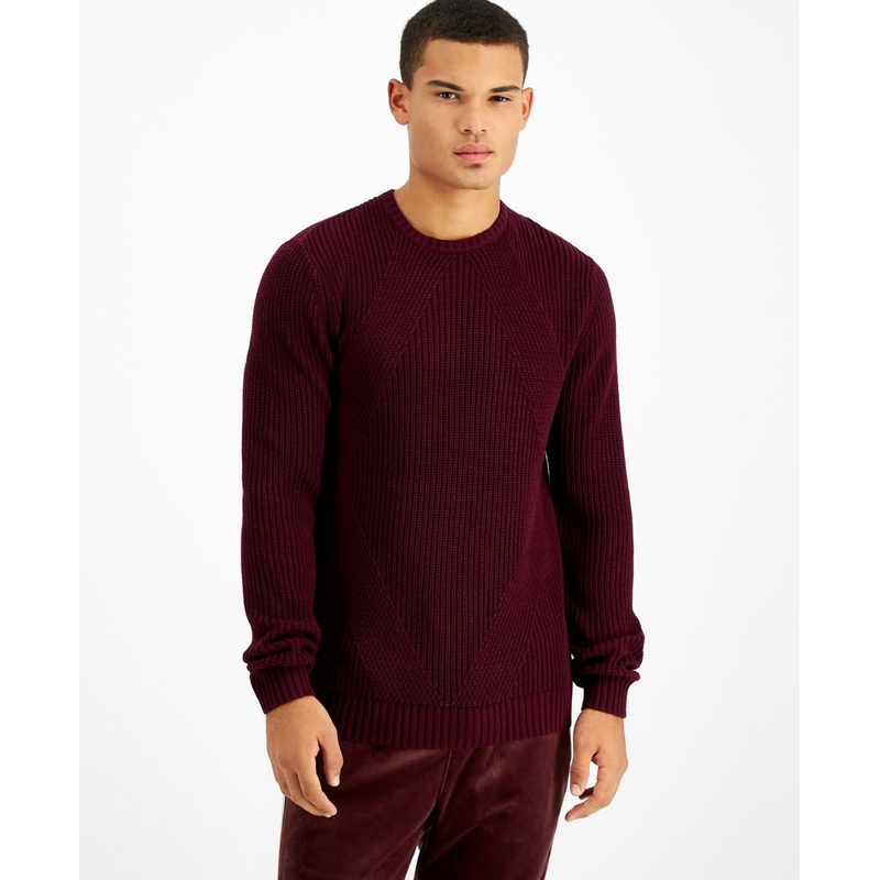 INC INTERNATIONAL CONCEPTS Men's Ribbed Sweater Port Wine Large