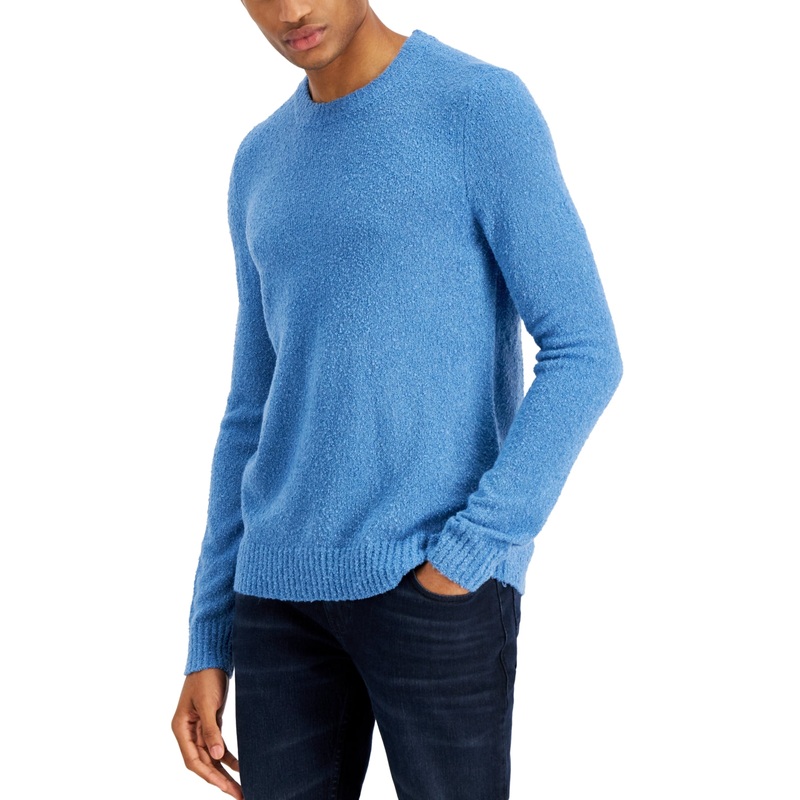 INC International Concepts Men's Theo Crewneck Sweater Blue Diamond Small
