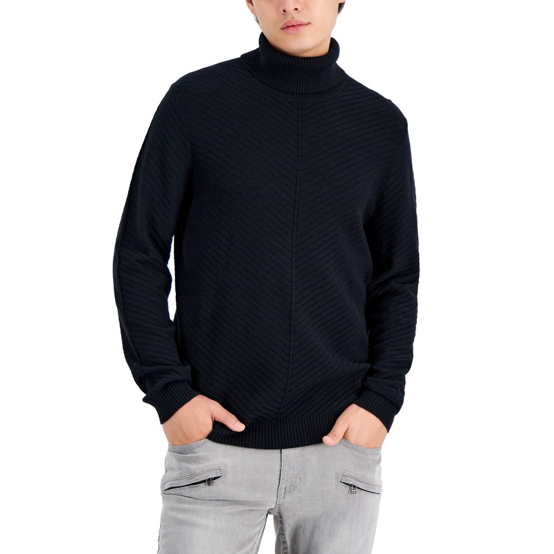 INC International Concepts Mens Axel Turtleneck Sweater Deep Black 2XL