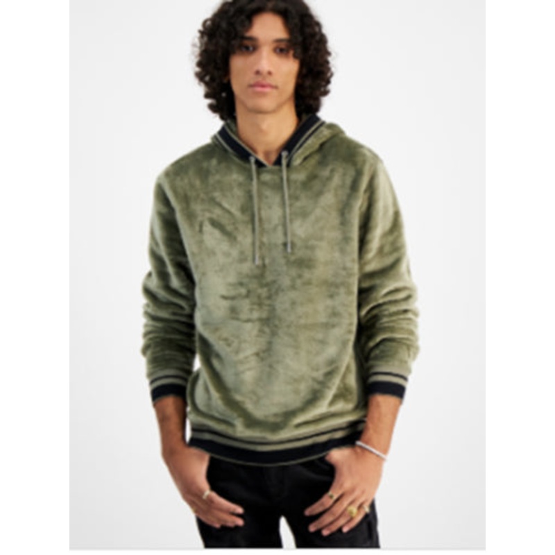 INC International Concepts Mens Velour Hoodie Sweatshirt XS Light Green