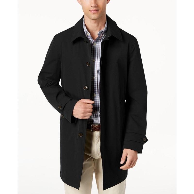 Lauren Ralph Lauren Men's Classic Fit Solid Raincoat Coat Black 44R