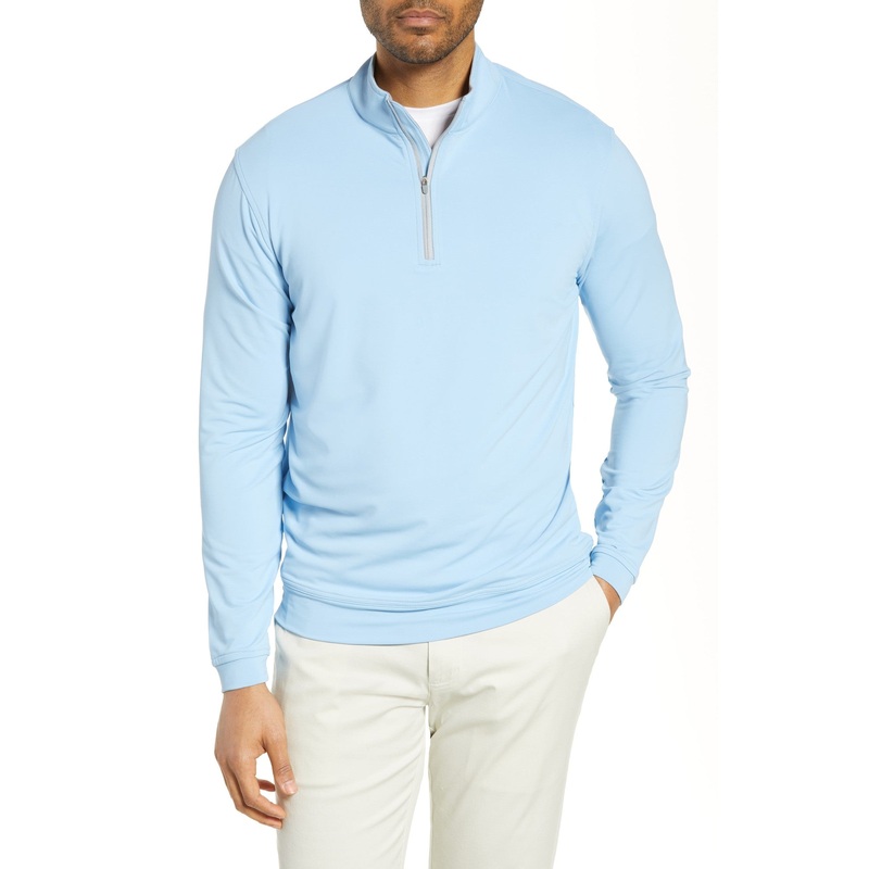 Peter Millar Mens Classic fit Long Sleeve Quarter zip Sweater XXL Blue Solid