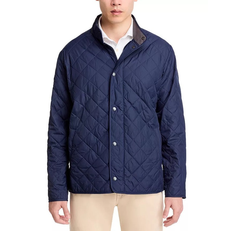 Peter Millar Mens Crown Suffolk Quilted Jacket Coat Medium Navy Blue