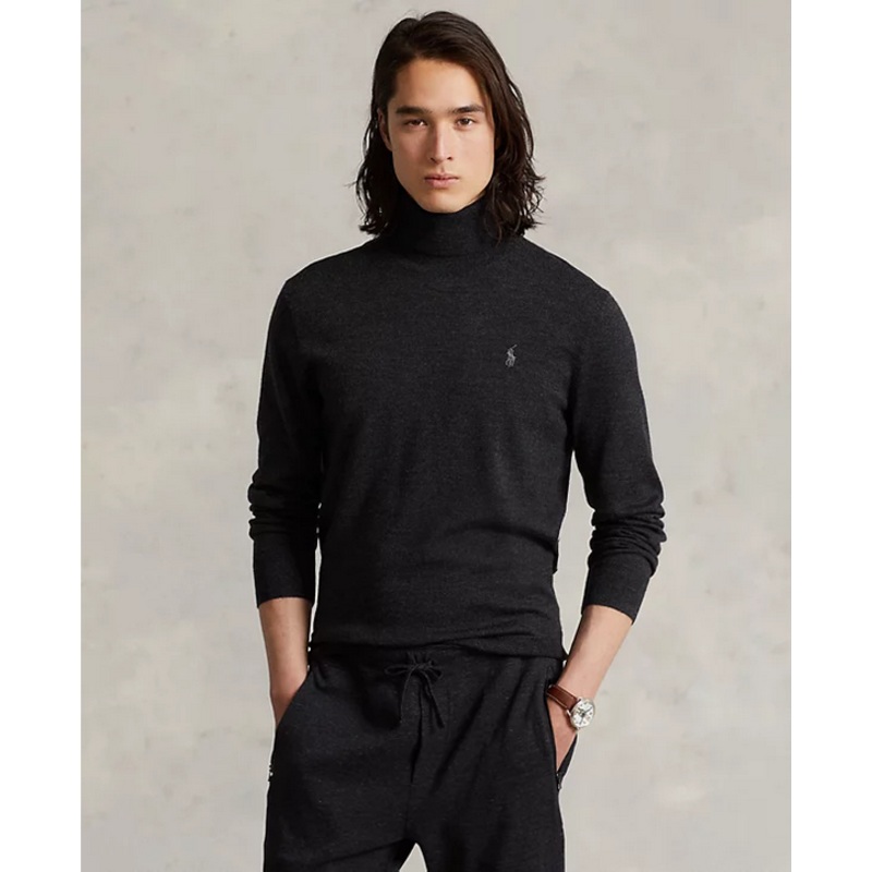 Polo Ralph Lauren Men's Washable Wool Turtleneck Sweater Black Medium
