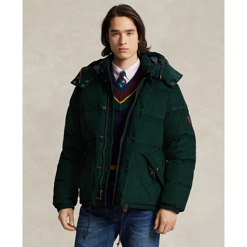 Polo Ralph Lauren Men's Water-Repellent Corduroy Down Jacket Medium College Green