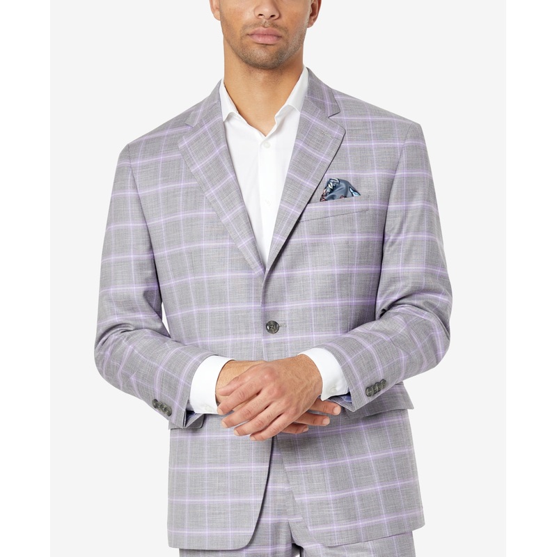 Sean John Mens Suit Jacket Grey Patterned 36R