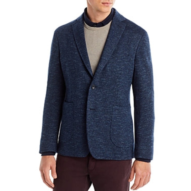 The Men's Store  Melange Jersey Regular Fit Blue Sport Coat 46R