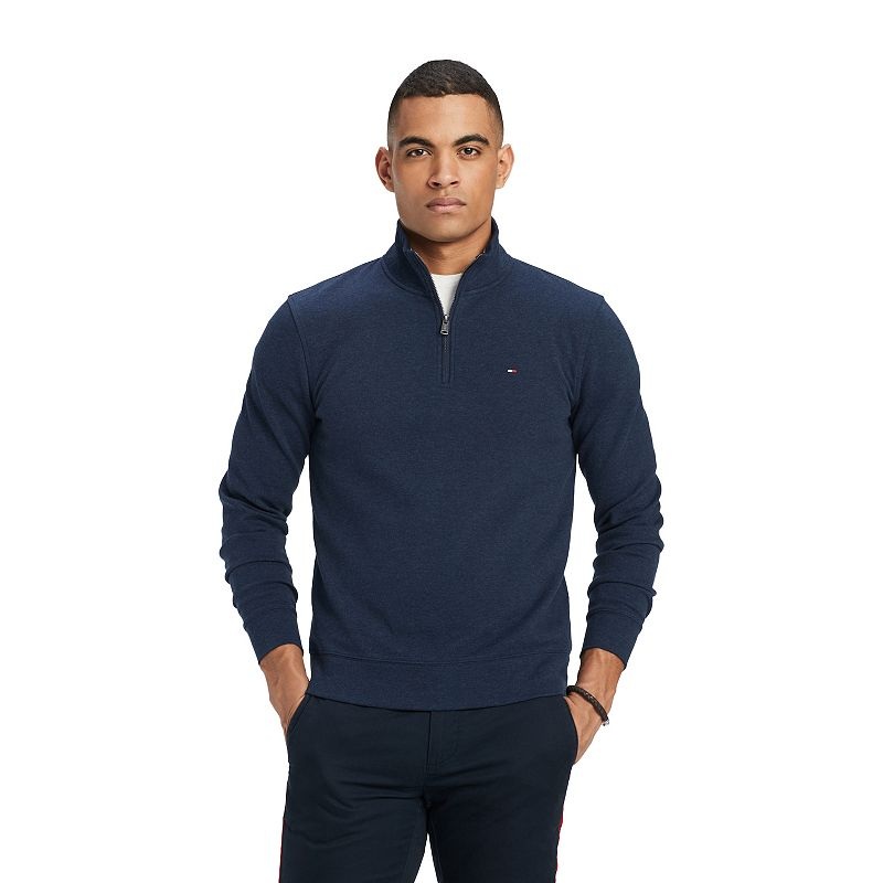 Tommy Hilfiger Men's Big Tall Mock Neck Quarter Zip Sweater Blue 5XL